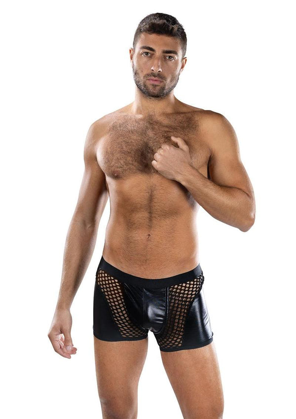 Sheer Contrast Boxer Briefs-Black-Os
