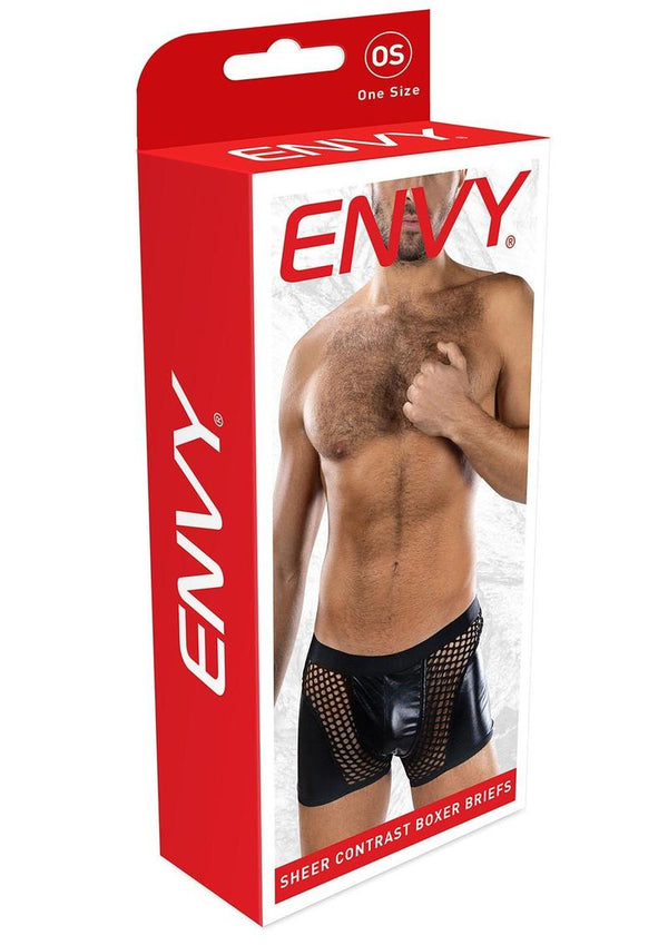 Sheer Contrast Boxer Briefs-Black-Os