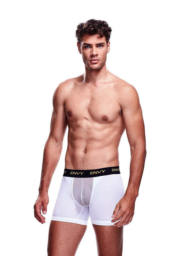 Envy Mesh Long Boxer - White - Large - Medium