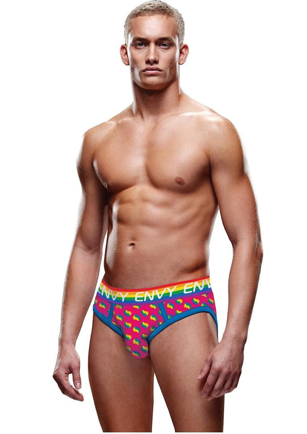 Rainbow Hearts Bubble Butt Jock - Large - Medium